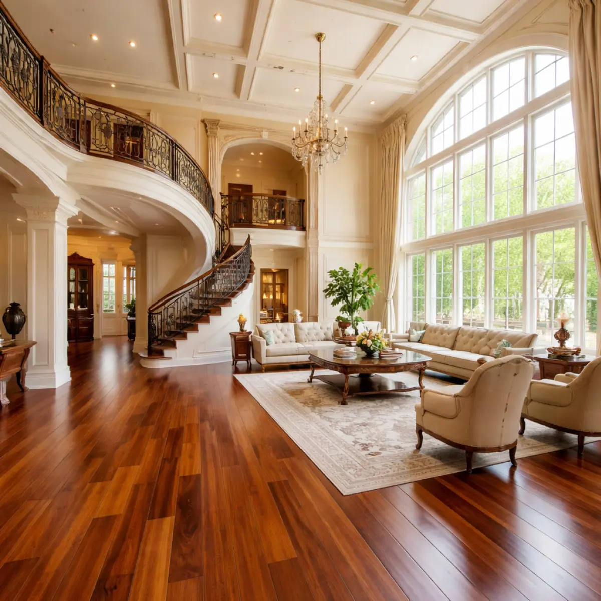 Luxury home interior with premium hardwood flooring