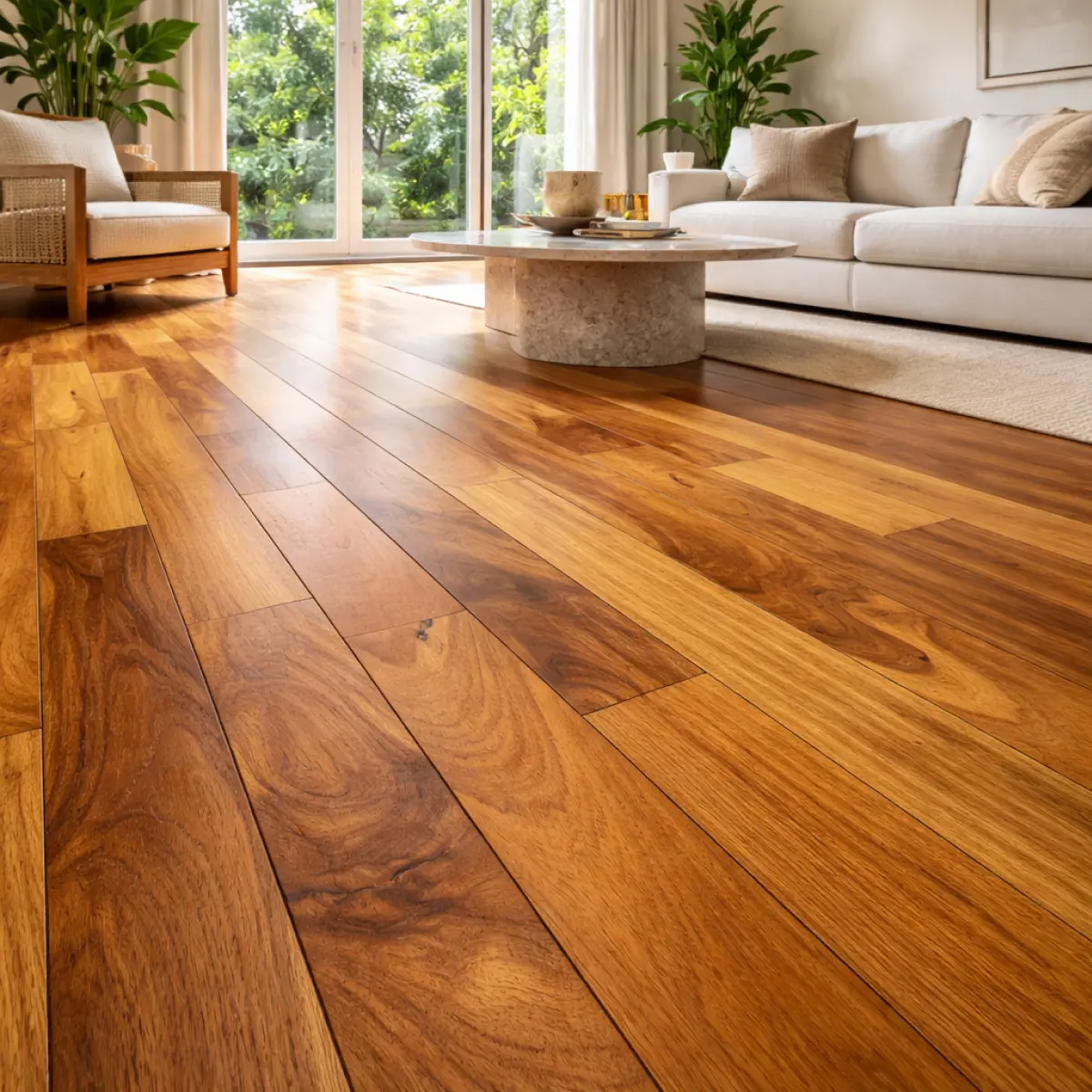 Cumaru Brazilian Teak hardwood flooring with rich golden tones