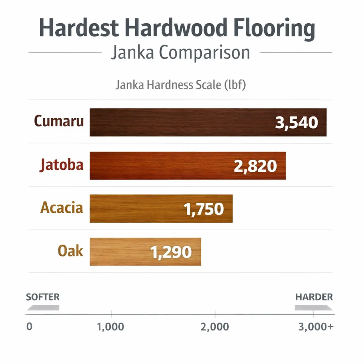 Hardest hardwood flooring Janka comparison