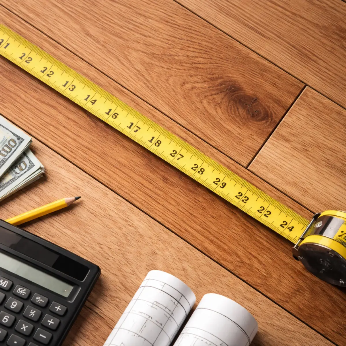 Measuring hardwood flooring area for cost per square foot estimation