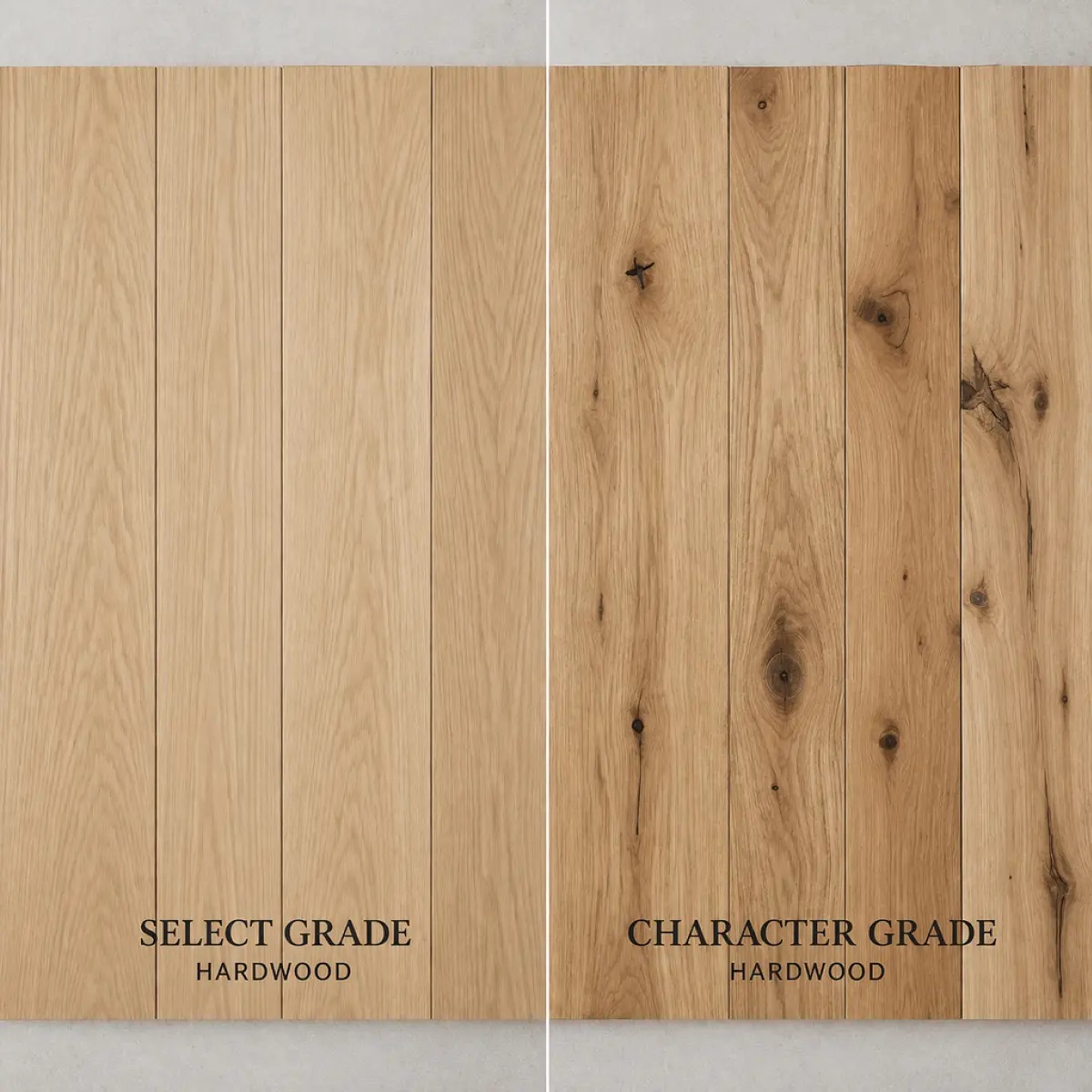 Select vs character grade hardwood flooring comparison