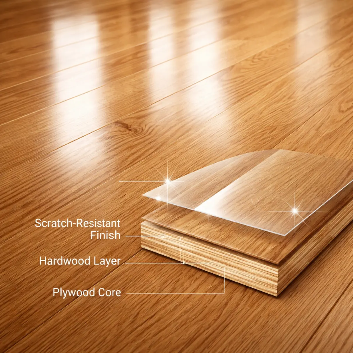 Scratch-resistant hardwood flooring finish layer